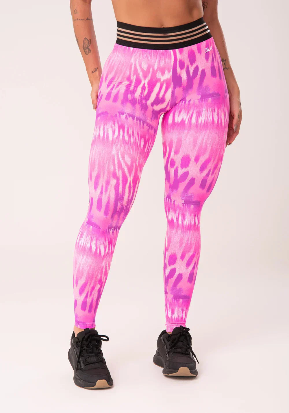 Conjunto Calça legging + Top wild com elástico estampada lince rosa