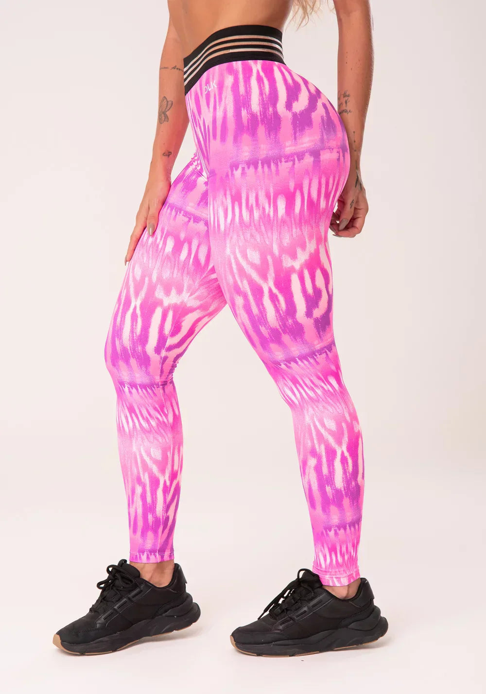 Conjunto Calça legging + Top wild com elástico estampada lince rosa