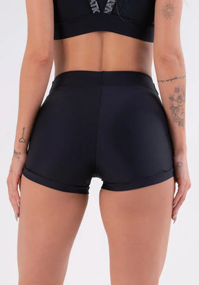 Conjunto Short nation com elástico personalizado na lateral + Top preto