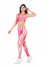 Conjunto Legging fitness feminina + Top new printed estampada skin pink