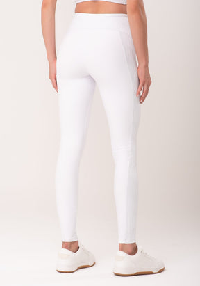 Legging fitness feminina branco com recortes new age