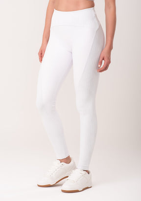 Legging fitness feminina branco com recortes new age