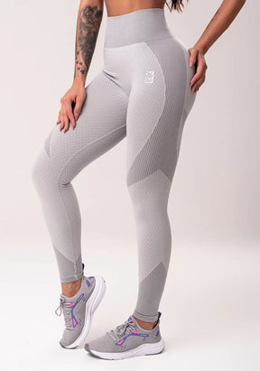 Conjunto Legging fitness feminina + Top cinza texturizada seamless