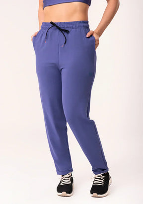 Conjunto Calça + Top jogger feminina azul moletinho flow