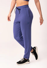 Conjunto Calça + Top jogger feminina azul moletinho flow