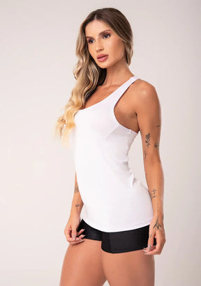 Conjunto Camiseta fitness feminina branco + Bermuda modelo nadador com recortes flow