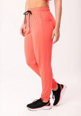 Conjunto Calça + Top jogger feminina coral com bolso flow