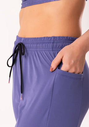 Conjunto Calça + Top jogger feminina azul com bolso flow