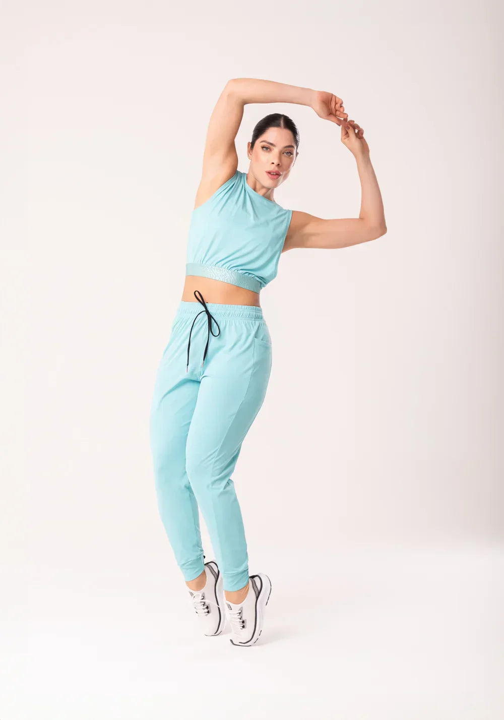 Conjunto Calça + Top jogger feminina verde com bolso flow