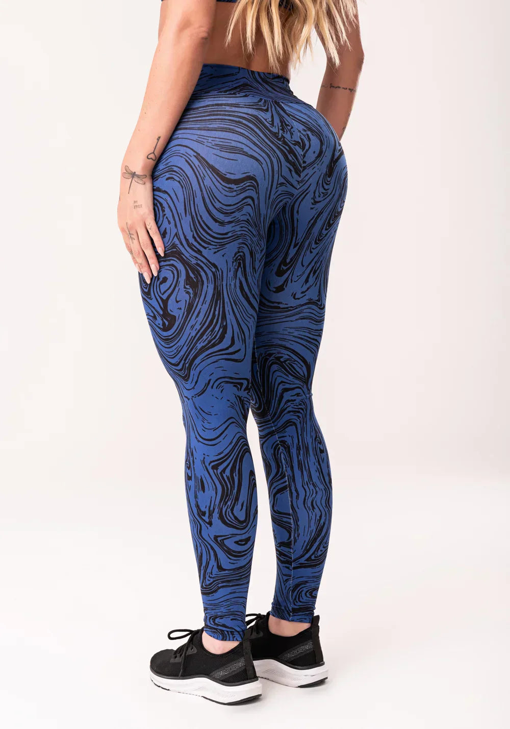 Conjunto Legging fitness feminina + Top azul estampada abstract duo euphoria