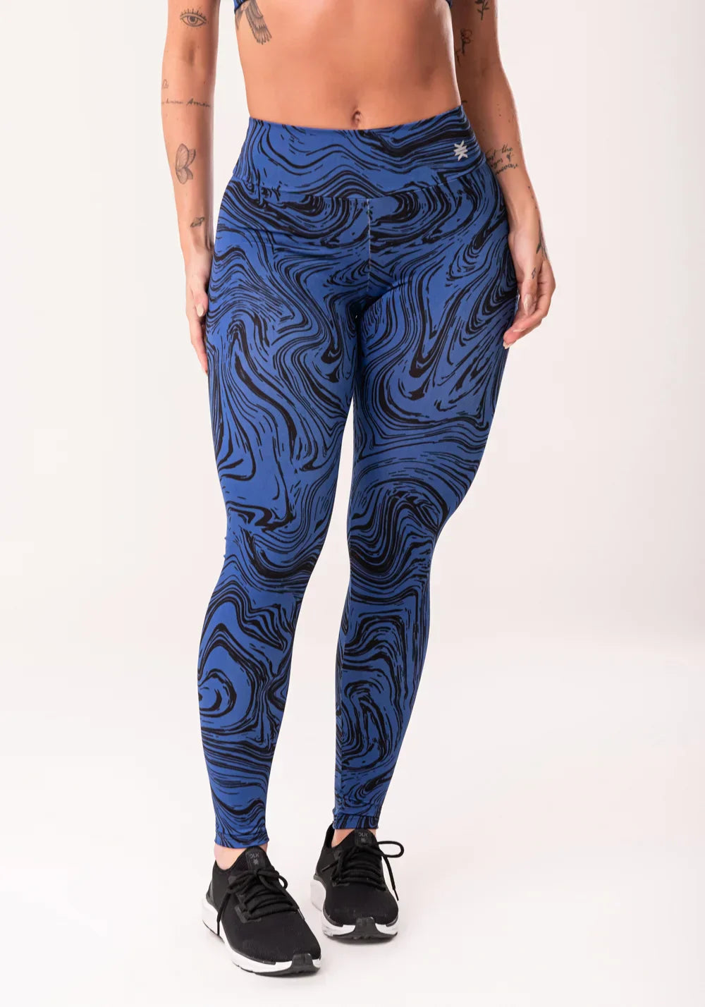 Conjunto Legging fitness feminina + Top azul estampada abstract duo euphoria