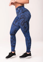 Conjunto Legging fitness feminina + Top azul estampada abstract duo euphoria