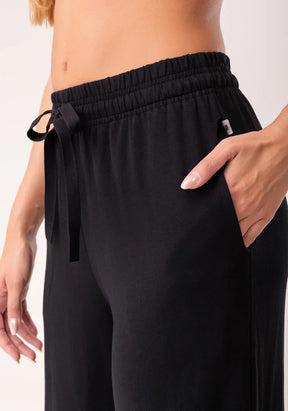 Conjunto Calça moletinho + Top feminina preto com bolso oasis