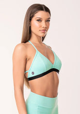 Conjunto Top fitness feminino + Bermuda verde com bojo e alças finas oasis