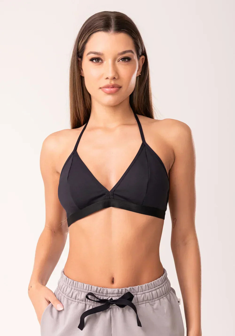 Conjunto Top fitness feminino + Top preto com bojo e alças finas oasis