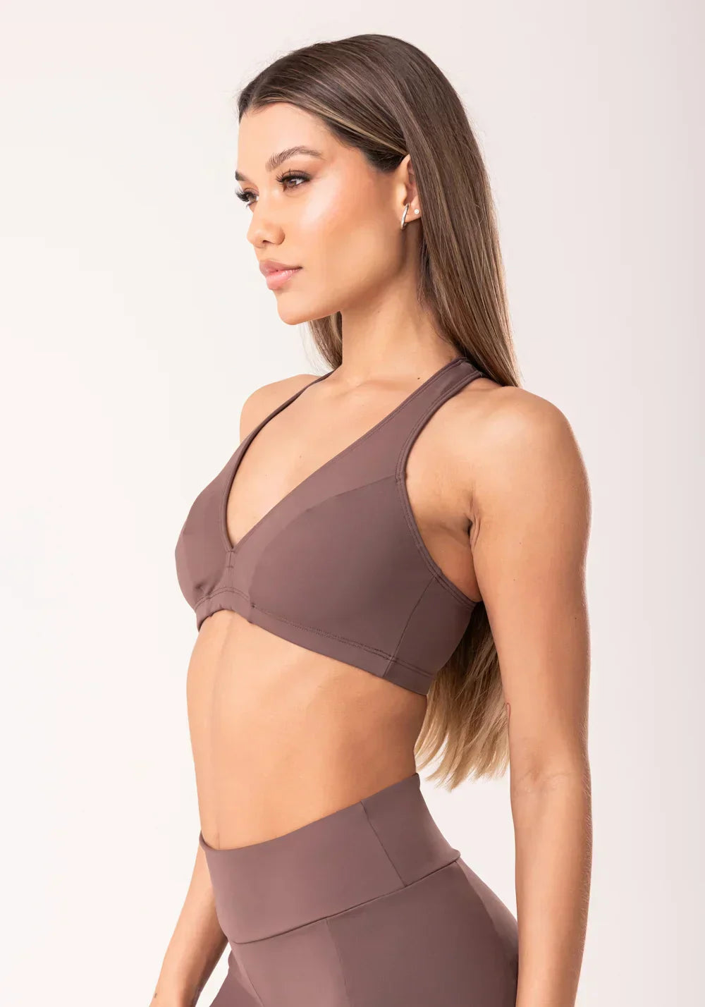 Conjunto Top fitness feminino nadador + Bermuda marrom oasis Avalie agora!