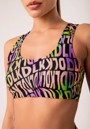 Conjunto Top fitness feminino + Bermuda estampado neon utopia printed