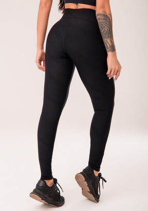 Conjunto Legging + Top fitness feminina preto cós transpassado harmony