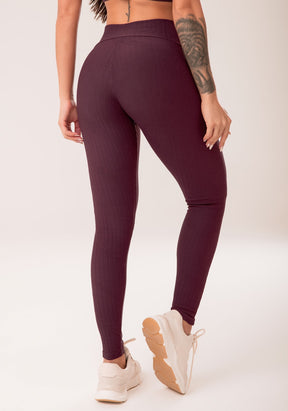 Conjunto Legging + Top fitness feminina vinho cós transpassado harmony