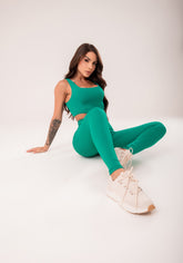 Conjunto Legging + Top fitness feminina verde harmony